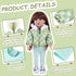 Doll Clothes 3 Pc. Set Light Green Grey Plaid Hooded Thick Coat Checkerboard Jacket with Long Sleeve, Warm Doll Outfit Hoodie Snowsuit Fits for 18" Dolls (Doll & Shoes not Included) 013