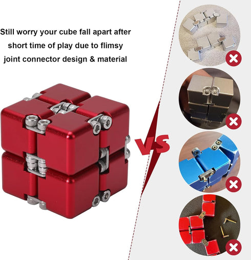 Aluminum Alloy Metal Infinity Cube Fidget Toy, 6 Colors, Handheld Desk Toy with Cool Case for Stress Relief