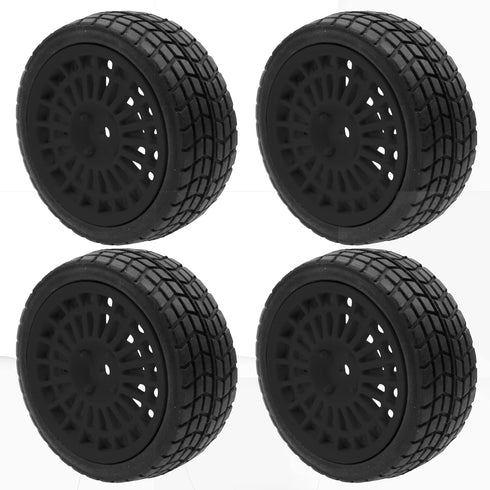 OD2.75'' Nylon 12mm Hex Hub Wheel Rims & Rubber Tires for HSP Tamiya HPI Traxxas 1/10 1/12 On-Road Car (Black)