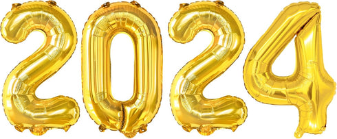 KatchOn Gold 2024 Balloon Numbers - 16 Inch, New Years Balloons for Happy New Year Decorations 2024, NYE Party Supplies