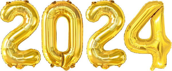 KatchOn Gold 2024 Balloon Numbers - 16 Inch, New Years Balloons for Happy New Year Decorations 2024, NYE Party Supplies