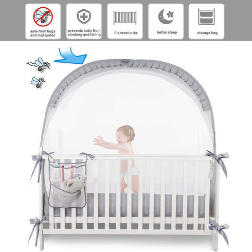 ZXPLO Baby Safety Crib Tent Infant Pop up Mosquito Net Nursery Bed Canopy Netting Cover - Keep Baby from Climbing Out