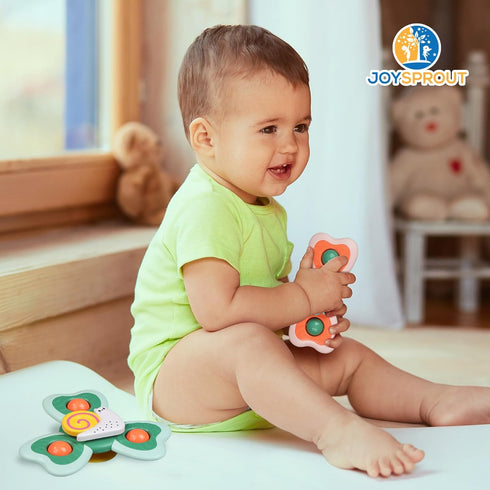 Spinner Toys for Babies - 4pcs Baby Spinners with Suction Cups for Sensory Development & High Chair