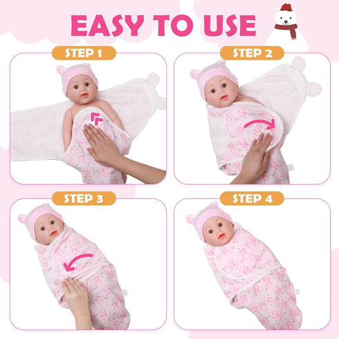 VitalCozy 8 Pack Set 0-6 Preemie Swaddle Blanket Wrap with Hat for Months Cotton Newborn Swaddle Preemie Hats Wearable