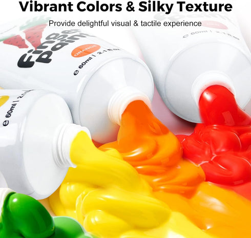 10 (2.1fl oz), 2+ Jar Melo Washable Finger Paints for Toddlers, Colors Large Capacity Non Toxic Baby Paint for Hand