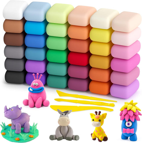 Ecurfu Air Dry Clay 36 Colors, DIY Modeling Clay with Tools, Toy Gifts