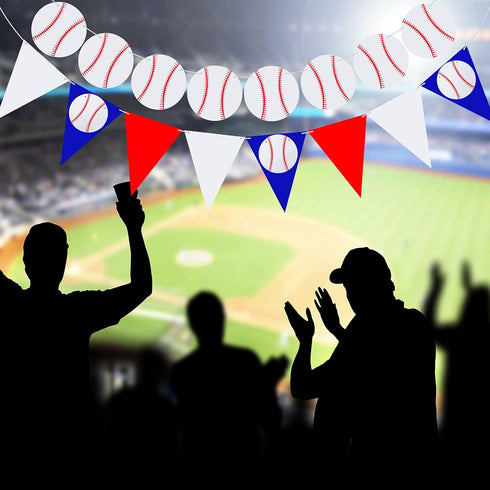 Zonon 4 Pieces Baseball Party Decorations, Baseball Banner, Sports Ball Birthday Party Paper Garland (Baseball Style)