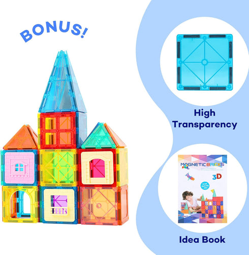 Magnetic Building Tiles Set, 3D STEM Stacking Toys, Magnet Building Blocks for Kids Boys Girls