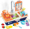 CUTE STONE Pretend Play Kitchen Sink Toys - Cooking Stove with Realistic Light and Sound