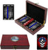 Military Gift Shop Police Officer Playing Cards & Dice in Wooden Keepsake Box - Thin Blue Line Flag