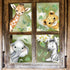 Double-Sided Safari Animal Window Stickers for Baby Nursery, 22.44 x 21.25 Inch Watercolor Jungle Clings Tiger Lion