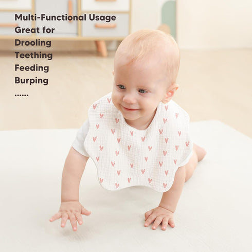 8 Pack 0-36 Bearmoss Baby Bibs for Drooling & Teething Muslin Cotton Soft Absorbent Adjustable Unisex Bibs Boys Girls
