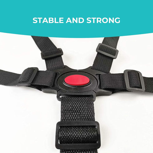 Adjustable 5 Point Harness Seat Belt for Baby, Full Protection Security Harness for High Chair and Pushchair, Black