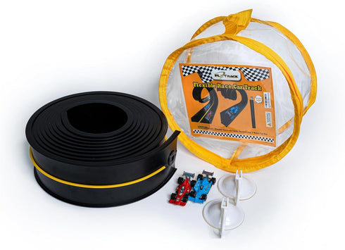 FLXTRACK Set, 2 Set, 5+ Flexible Race Car Track with Pressure Suction Cup, Small racecars, Zipup Storage Bag, Highly