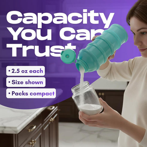 Mommy's 4-Compartment Helper Baby Formula Dispenser On The Go, Stackable Travel Formula Container To Go, Non-Spill Pour