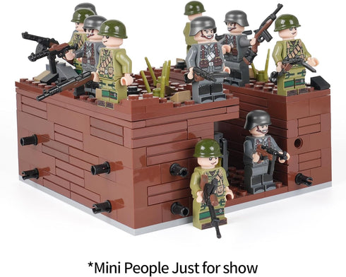 WW2 Battlefield Right Corner Military Block Set, 200PCS Military Building Block Set Can Freely Build Battle Scenes