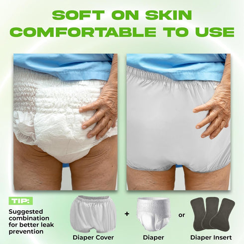 Menpol (2, Adult Diaper Covers Waterproof, Leakproof Incontinence Plastic Pants Protective, Reusable Rubber Underwear