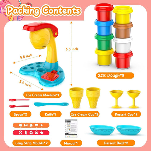 Rodsucs Sets 4-8, 3-12 Color Dough Kitchen Creation for Kids Ages Ice Cream Maker Toy for Year Old Kid, Kids Arts