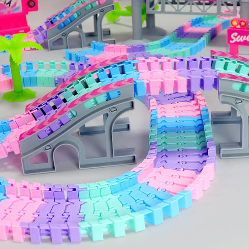 96 Set -4 360 PCS Flexible Tracks Race Tracks Supplementary Colors Magic Road Race Tracks Toys, Rotating Flexible Train