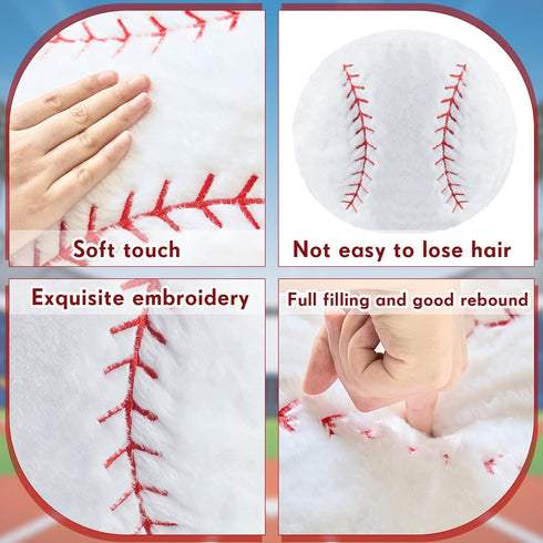 Fluffy Stuffed Sports Throw Pillows, 4 Pcs Soccer Ball, Basketball, Baseball, Football Plush Toy Cushions