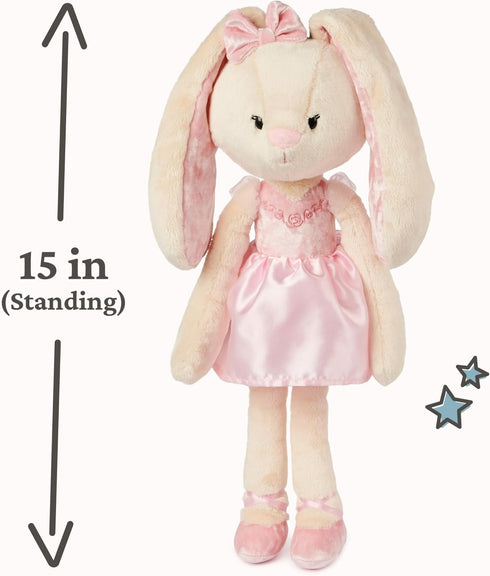 0 15" GUND Take-Along Friends Plush, Curtsy Ballerina Bunny, Bunny Stuffed Animal for Ages and Up, Pink