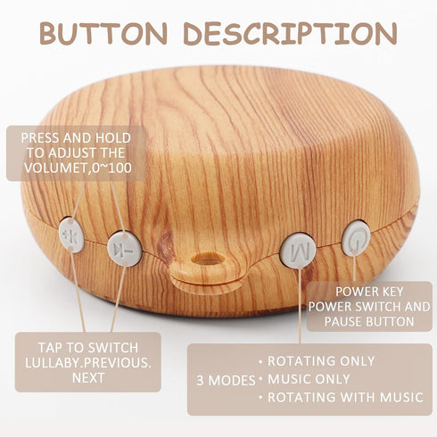 Wooden-Inspired Baby Mobile with Music and Rotating Hook for Crib