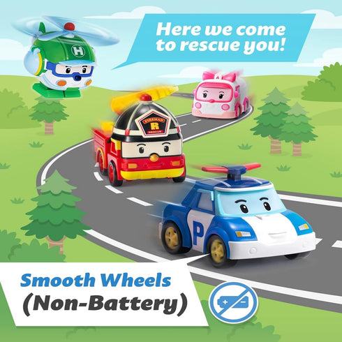 Robocar Poli Amber Transforming Robot, 4" Action Toy Figure, Emergency Vehicle Playset for Kids