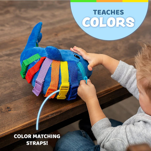 Counting Buckle Toys - Blu Whale - Develop Motor Skills and Problem Solving - and Color Recognition - Easy Travel Toy