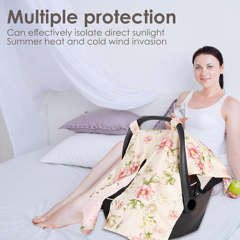 blackonvlm Summer Muslin Carseat Cover for Babies, Breathable Multi-use Infant Carseat Cover Lightweight Stretchy Baby