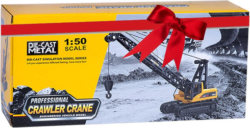 Qcar 1/50 Heavy Duty Construction Metal Crawler Crane, Truck Crane Vehicle Toys for Kids, Outdoor Sandbox Car Toys