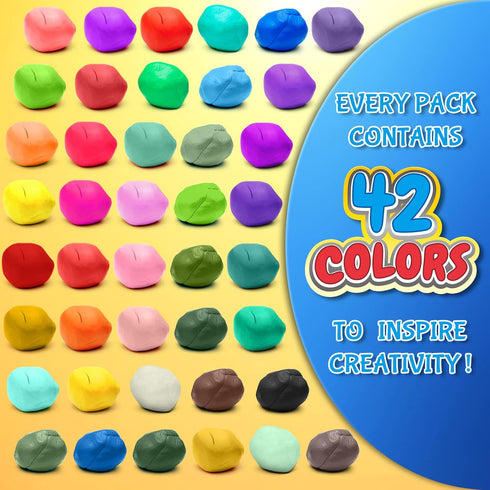 ESSENSON Air Dry Clay 42 Colors, Modeling Clay for Kids, DIY Molding Magic Clay for with Tools, Soft & Ultra Light, Toys Gifts for Age 3 4 5 6 7 8+ Years Old Boys Girls Kids by ESSENSON