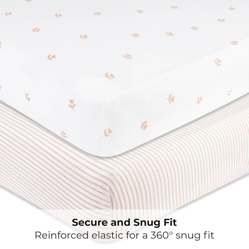 Pack 2 Pack Set Pack 100% 38x24x5 Elys & Co. and Play Sheets, for Mini/Portable Crib, Fitted Playpen Play Yard Sheet