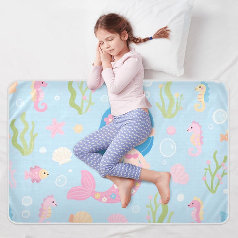 siphylline 52" 34" Cute Cartoon Blue Mermaid Extra Large Resuable Changing Pad Covers Water Resistant Bed Wetting Pads