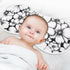 GOODOLD Set 2 Pack Black White Floral Muslin Baby Burp Cloths - Super Absorbent and Soft Burping Rags - Cotton Burp