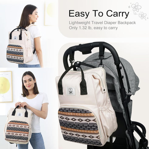Backpack pack Western Diaper Bag with Changing Pad, Large Baby Bags with Stroller Straps & Insulated Pockets