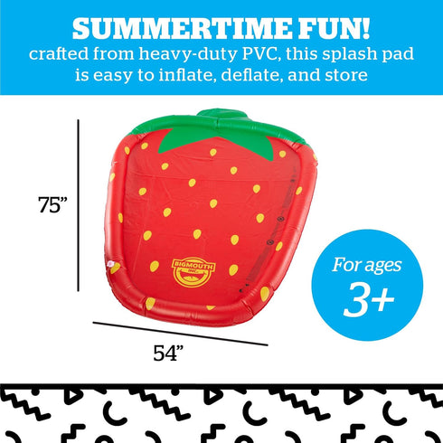 BigMouth Inc Splash Pad Sprinkler, Outdoor Water Toy for Kids, Strawberry Design for Summer Fun