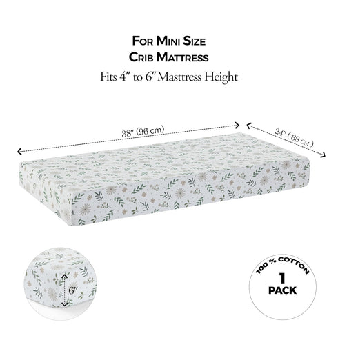 1-Pack,100% Sheet,Pack 24x38 Dreamology Mini Muslin Crib Sheets Girls,Boys,Super Soft,Breathable Cotton Muslin Crib