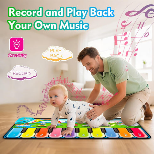 1-3, 1 2 7 7 10 FUCEORUY Piano Mat Musical Toys for Toddlers Sensory Learning Toy Floor Piano Playmat Toys for Year Old