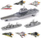 WASK Army Toys for Boys - Military Aircraft Carrier Toys Set with Battleship, Fighter Jets, Cool Toys for Girls