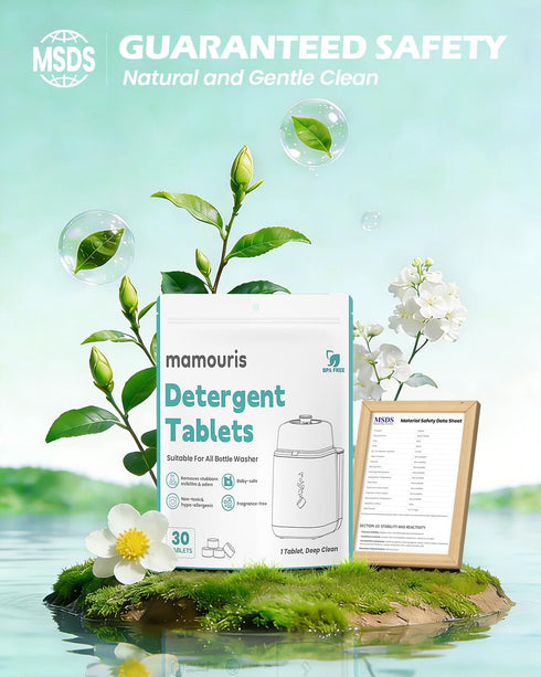 300PCS Official Detergent Cleaning Tablets: for Baby Brezza Grownsy Papablic Momfann Bottle Washer - Baby Bottle Washer