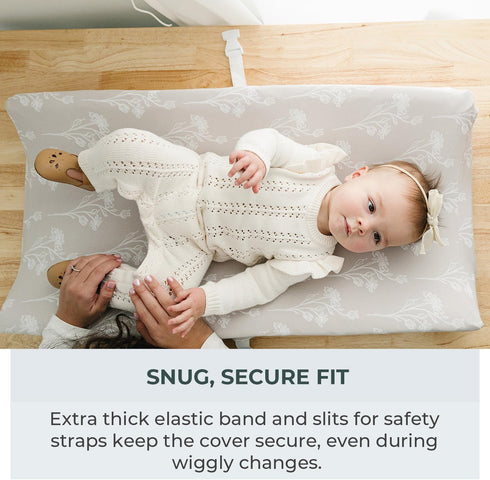 2 Pack Pobibaby - Premium Changing Pad Cover - Ultra-Soft Jersey Knit, Stylish Floral Pattern, Safe and Snug for Baby