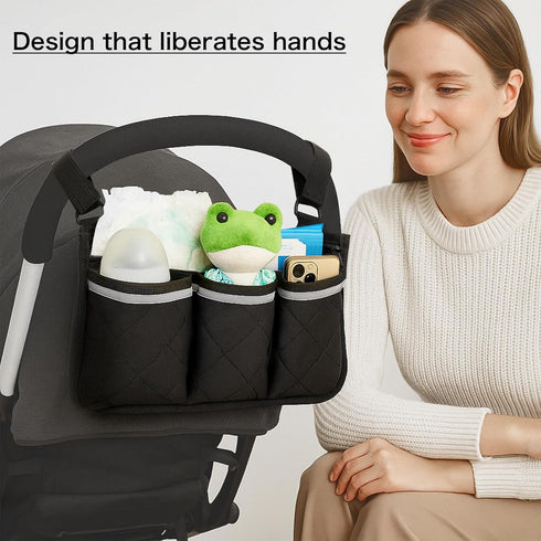 Longomat Stroller Caddy Stroller Organizer With Cup Holder, Non Slip Straps Stroller Bag for Phone, Pet Stroller
