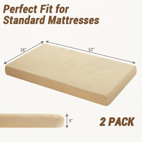 2PCS 52"x28" 100% Bailix Heavyweight Muslin Baby Crib Sheets - Neutral Fitted Crib Sheets for Boys Girls, Breathable