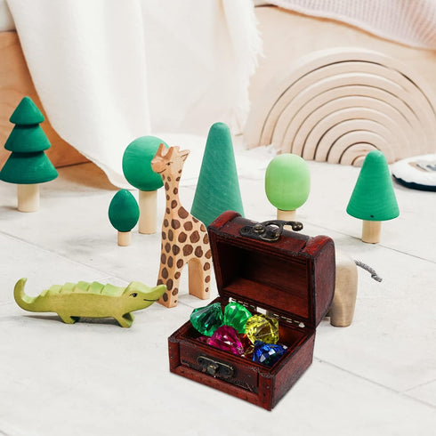 balacoo 1 Set Mini Pirate Treasure Chests - Vintage Pirate Jewelry Storage Box with Lock and Jewels Crafting Children's