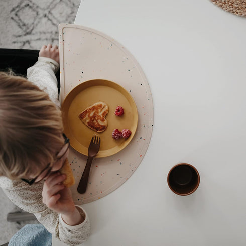 mushie Silicone Placemat for Kids, BPA-Free Non-Slip Design in Vanilla Confetti