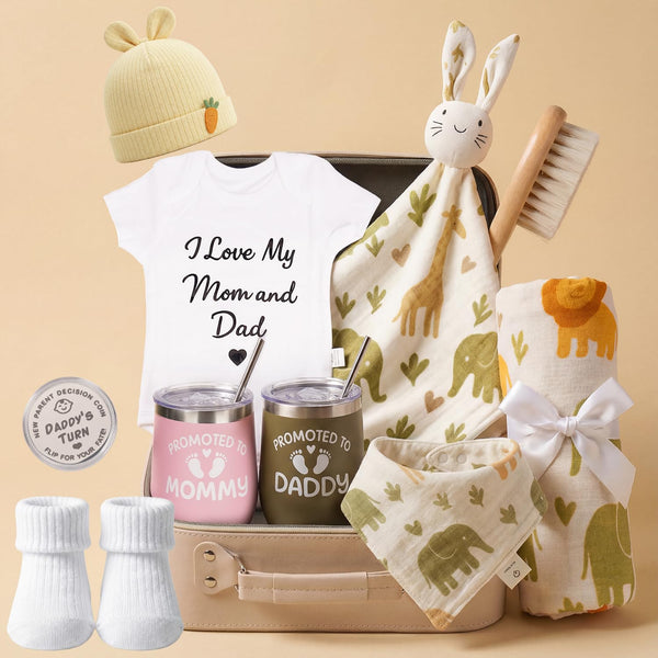 Babesnug Baby Shower Gifts Set for New Parents with Suitcase Gift Box, New