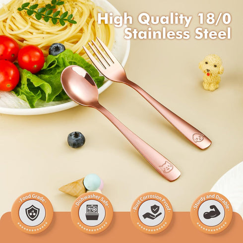 Stainless Steel Toddler Utensils Set, 12 Pieces Kids Silverware Set, Safe Food Grade Small Forks and Spoons, Dishwasher