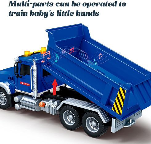 3 4 5 6 Friction Powered Dump Truck Toy for Kids with Lights & Sounds, Large Construction Vehicle for Boys Girls Ages
