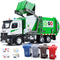 HOLYFUN 12'' Electric Garbage Truck Set with Front Loader/Metal Cab, Friction-Powered Recycling