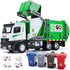 HOLYFUN 12'' Electric Garbage Truck Set with Front Loader/Metal Cab, Friction-Powered Recycling